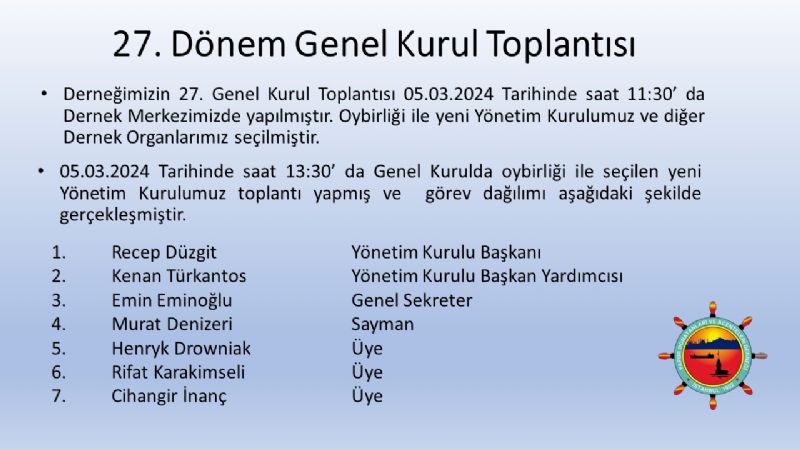 27. OLAĞAN GENEL KURUL TOPLANTI SEÇİM SONUÇLARI 1