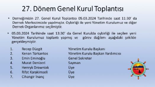 27. OLAĞAN GENEL KURUL TOPLANTI SEÇİM SONUÇLARI